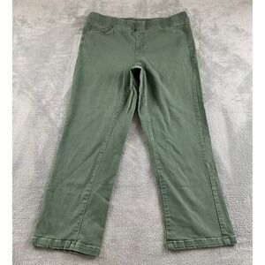 Denim & Co Womens Olive Green Straight Leg Pull On Stretch Pants Size 12